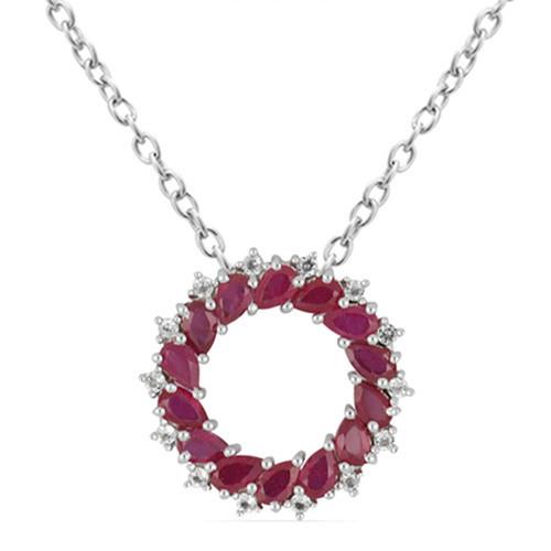 STERLING SILVER GLASS FILLED RUBY GEMSTONE PENDANT